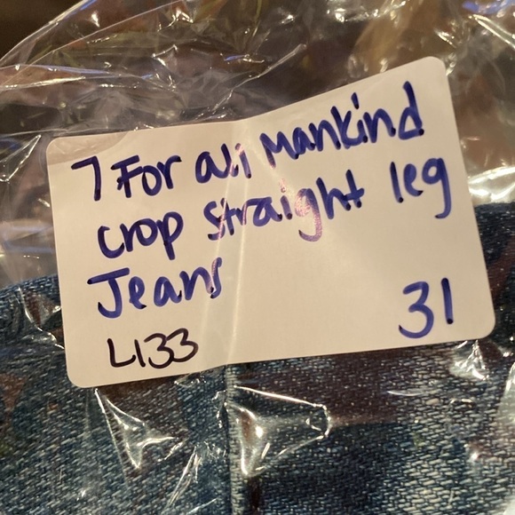 7 For All Mankind 7FAM Crop Straight Leg Jean Size 31 Flaw Distressed Cuffed - Picture 12 of 12